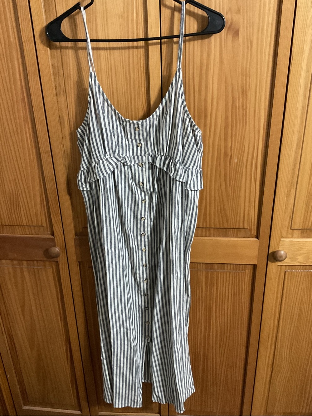Hem & Thread Striped Button-Front Maxi Dress